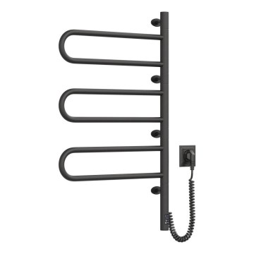 Toalheiro elétrico giratório com termostato FOUETTE 120W 80x49 cm preto