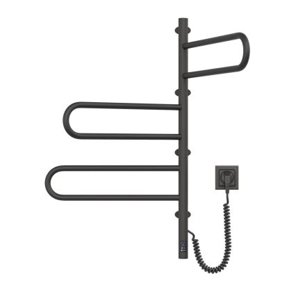 Toalheiro elétrico giratório com termostato FOUETTE 120W 80x49 cm preto
