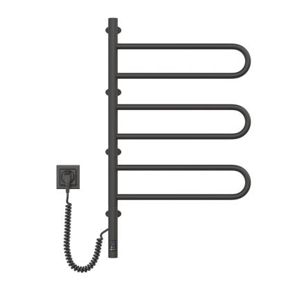 Toalheiro elétrico giratório com termostato FOUETTE 120W 80x49 cm preto