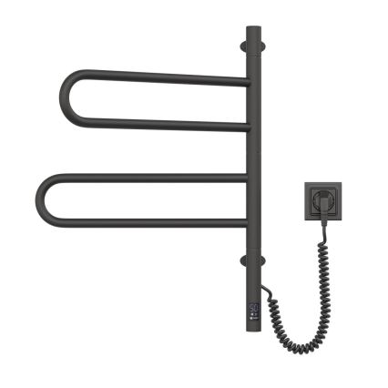 Toalheiro elétrico giratório com termóstato FOUETTE 60W 65x49 cm preto