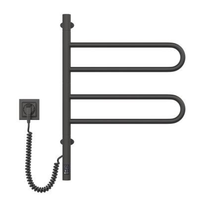 Toalheiro elétrico giratório com termóstato FOUETTE 60W 65x49 cm preto