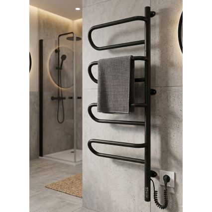 Toalheiro elétrico giratório para toalhas ELECTRA 120W/230V 102,5x44,5 cm aço inoxidável/preto direito