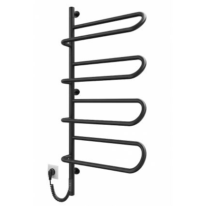 Toalheiro elétrico giratório ELECTRA 120W/230V 102,5x47,5 cm inox/preto esquerdo