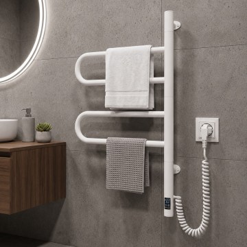 Toalheiro elétrico giratório para toalhas com termóstato FOUETTE 60W 65x49 cm branco