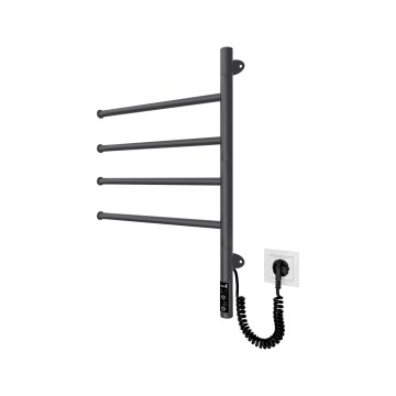 Toalheiro elétrico giratório para toalhas VEER 50W/230V 62,5x44,5 cm aço inoxidável/preto