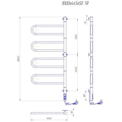Toalheiro elétrico giratório para toalhas TRISTAR 105W/230V 102,5x44,5 cm IP44 inox/preto