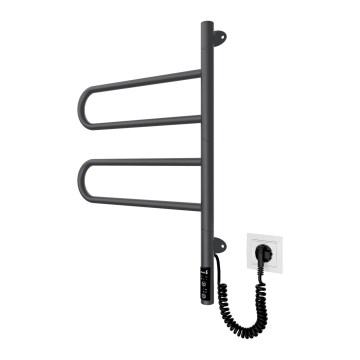 Toalheiro elétrico giratório TRISTAR 75W/230V 62,5x44,5 cm IP44 inox/preto