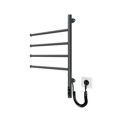 Toalheiro elétrico giratório para toalhas VEER 50W/230V 62,5x44,5 cm aço inoxidável/preto