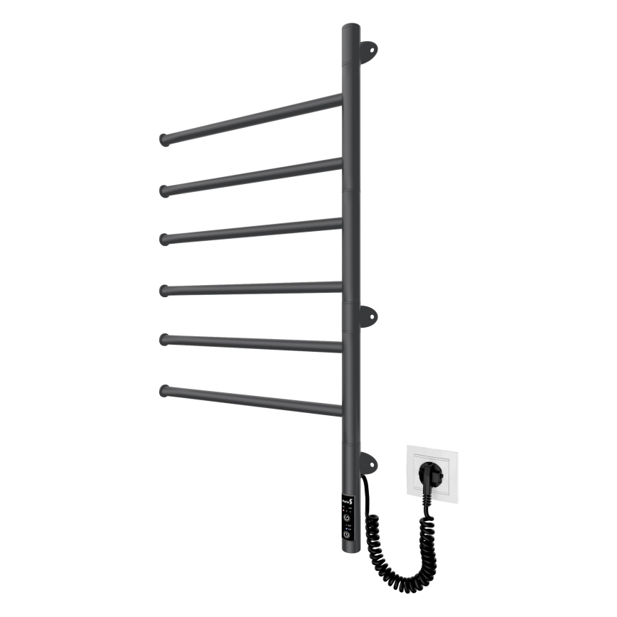 Toalheiro elétrico giratório VEER 80W/230V 82,5x44,5 cm aço inoxidável/preto