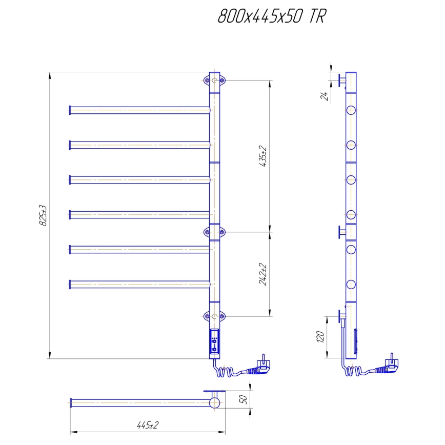 Toalheiro eléctrico rotativo VEER 80W/230V 82,5x44,5 cm aço inoxidável/cromado brilhante