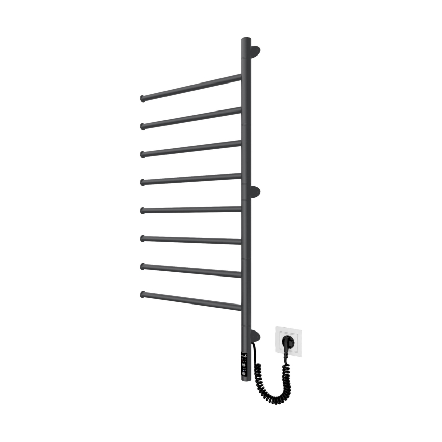 Toalheiro elétrico giratório para toalhas VEER 95W/230V 102,5x44,5 cm aço inoxidável/preto