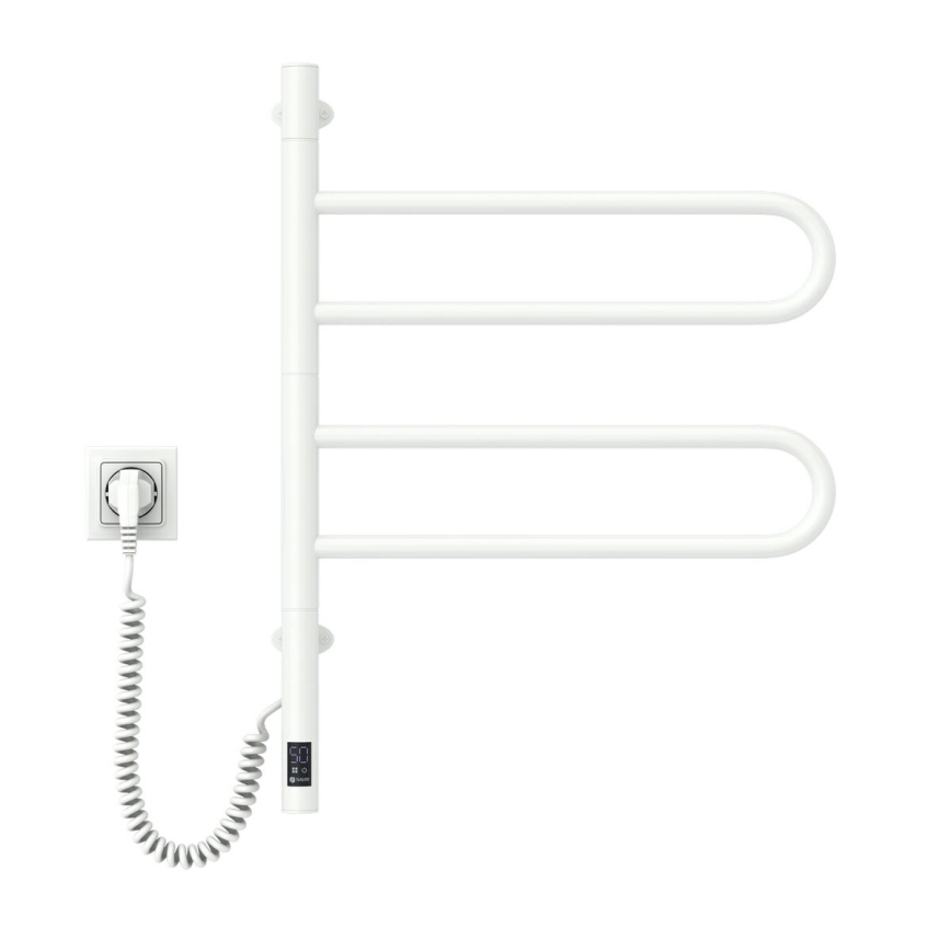 Toalheiro elétrico rotativo com termostato FOUETTE 60W 65X49 cm branco