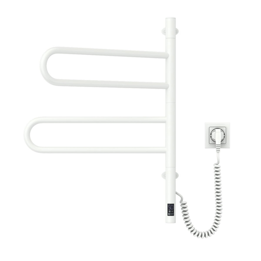 Toalheiro elétrico rotativo com termostato FOUETTE 60W 65X49 cm branco