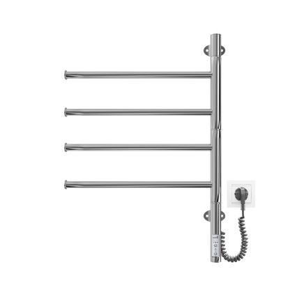 Toalheiro elétrico giratório VEER para toalhas 50W/230V 62,5x44,5 cm aço inoxidável/cromado brilhante