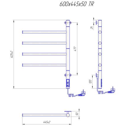 Toalheiro elétrico giratório VEER para toalhas 50W/230V 62,5x44,5 cm aço inoxidável/cromado brilhante