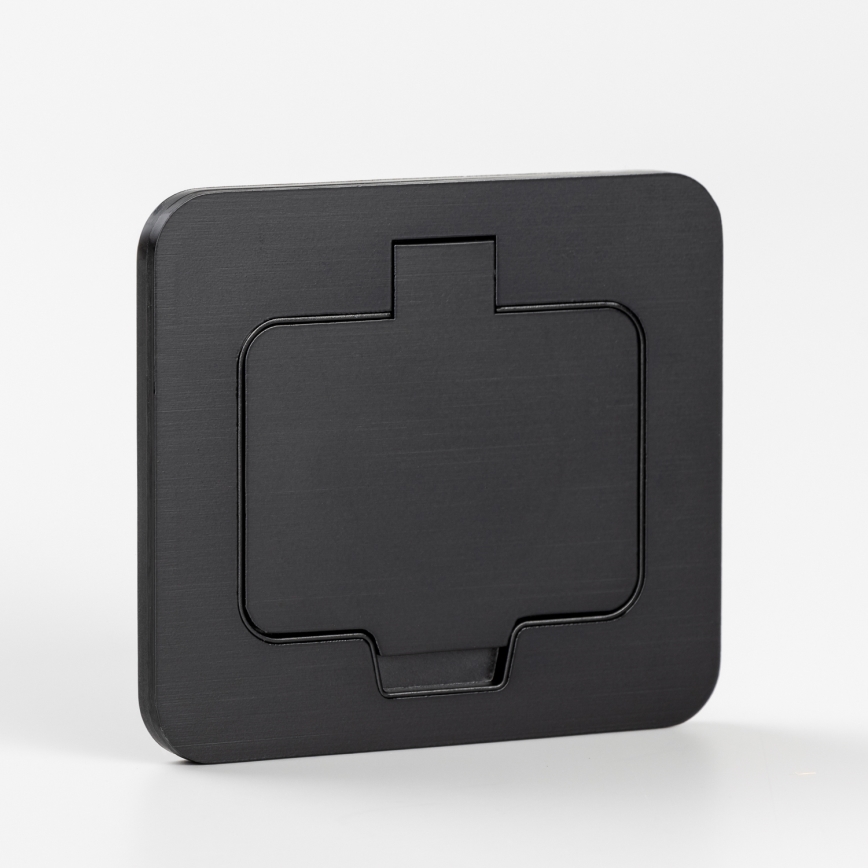 Tomada de chão de embutir para exterior IP55 preta retangular