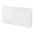 Tomada de chão embutida dupla para exterior IP55, branca, retangular