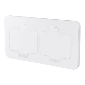 Tomada de chão embutida dupla para exterior IP55, branca, retangular