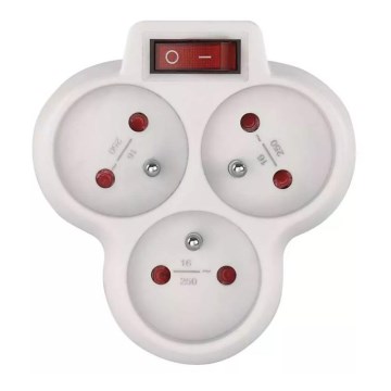 Tomada dividida com um interruptor 3x10A/230V