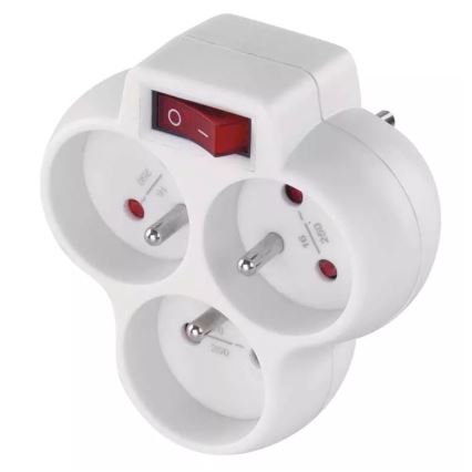Tomada dividida com um interruptor 3x10A/230V