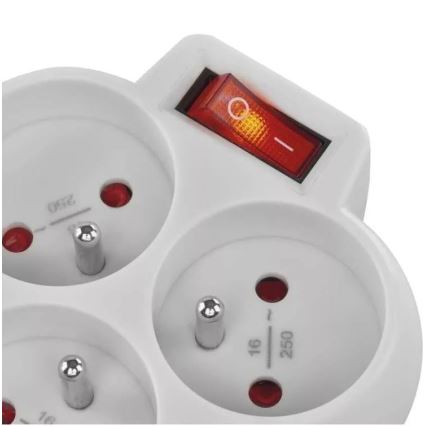 Tomada dividida com um interruptor 3x10A/230V