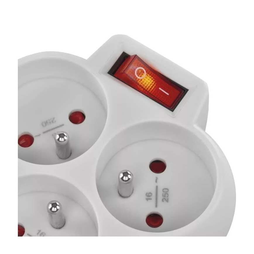 Tomada dividida com um interruptor 3x10A/230V