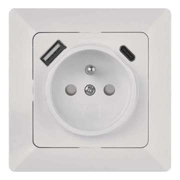 Tomada doméstica com portas USB Tipo-A e Tipo-C