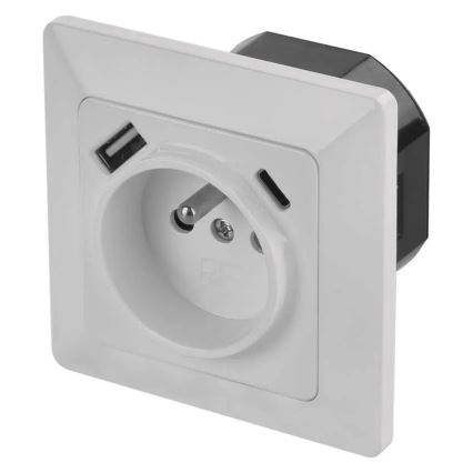 Tomada doméstica com portas USB Tipo-A e Tipo-C