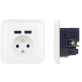 Tomada doméstica com USB, padrão francês, 250V/16A