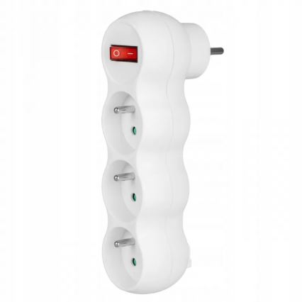 Tomada múltipla com interruptor, 3 tomadas