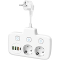 Tomada múltipla com interruptor LINEA 2x230V + 4xUSB A/C SCHUKO branca