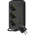 Tomada múltipla com interruptor LINEA 3x230V + 5xUSB A/C SCHUKO 3 m preta