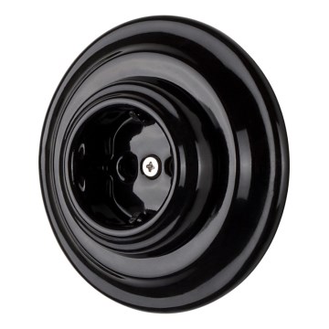 Tomada retro de porcelana para parede com moldura SCHUKO 250V/16A, preta