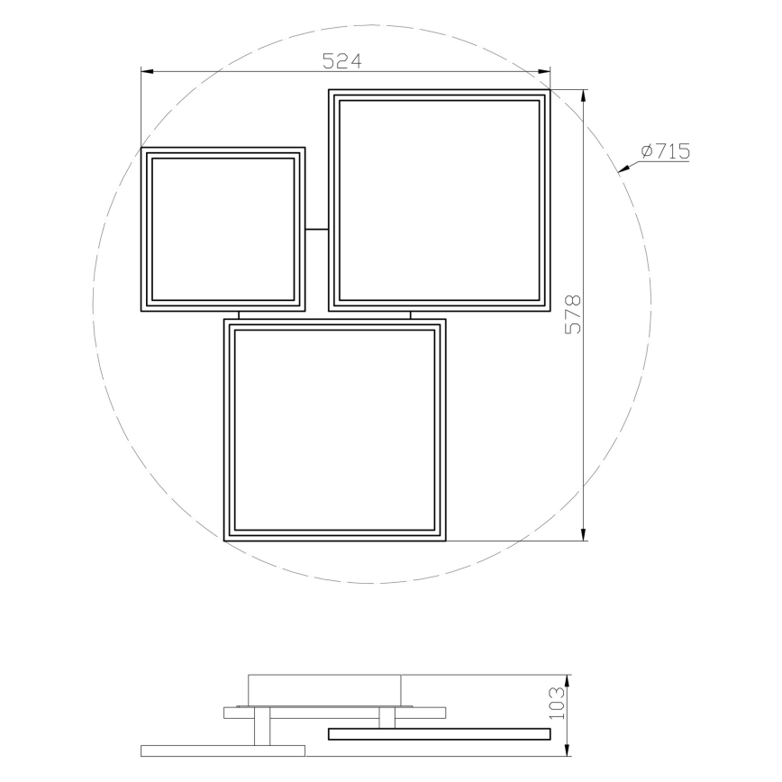 Top Light - Candelabro integrado LED com regulação MERKUR LED/50W/230V 3000-6500K preto + controlo remoto