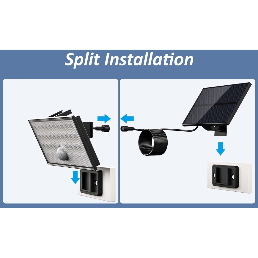 Top Light - Holofote LED solar de parede com sensor HELEON VARIO LED/8W/3,7V IP65 4000K 2200 mAh + comando