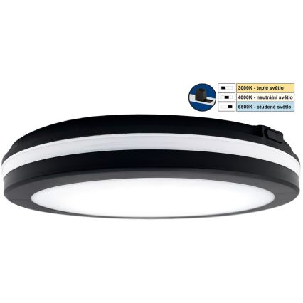 Top Light - Iluminação de casa de banho LED COMET LED/24W/230V 3000/4000/6500K IP54 diâmetro 30 cm preto