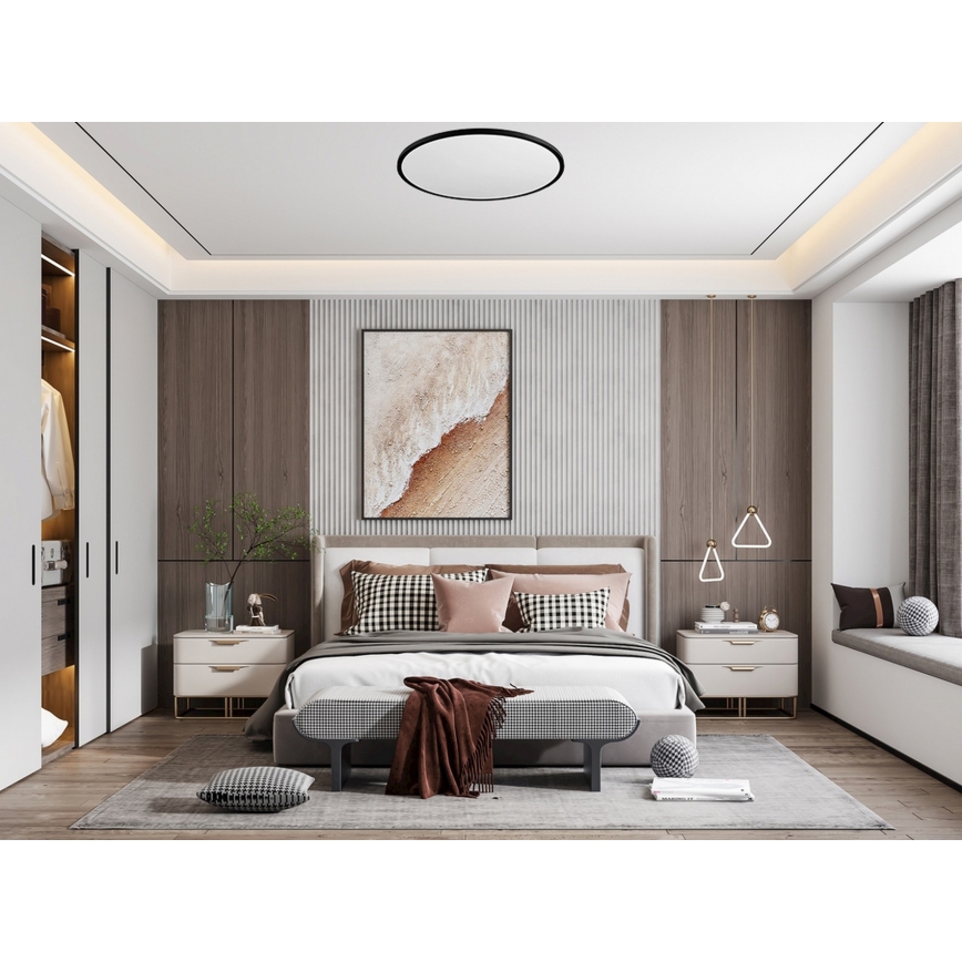 Top Light - Iluminação de teto LED com regulação REVIT LED/70W/230V 3000-6500K diâmetro 75 cm preto + controlo remoto