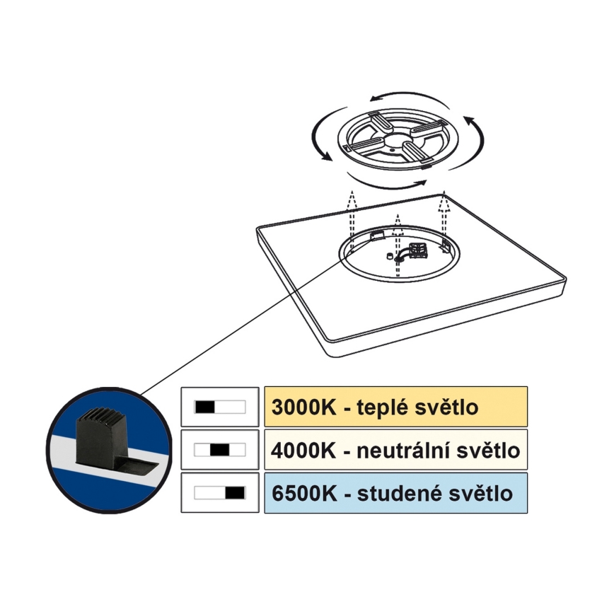 Top Light - Iluminação de teto LED REVIT LED/24W/230V 3000/4000/6500K 30x30 cm branco