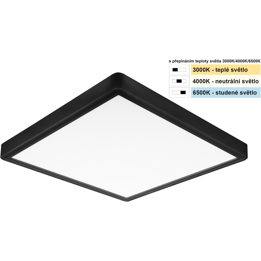 Top Light - Iluminação de teto LED REVIT LED/24W/230V 3000/4000/6500K 30x30 cm preto