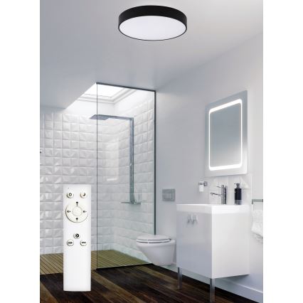 Top Light - Iluminação de teto para casa de banho LED com regulação PETAL LED/48W/230V IP44 3000-6500K diâmetro 48 cm preto + comando