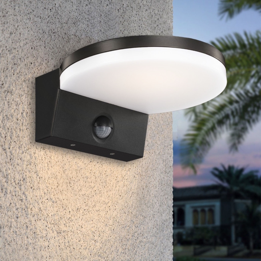 Top Light - LED Iluminação de parede exterior com sensor NOVARA LED/15W/230V IP65 preto