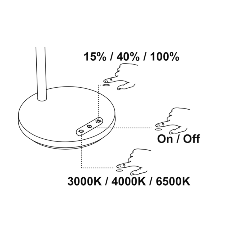 Top Light - Luminária de mesa sensível ao toque dimerizável BELLA LED/4,8W/5V 3000/4000/6500K preta