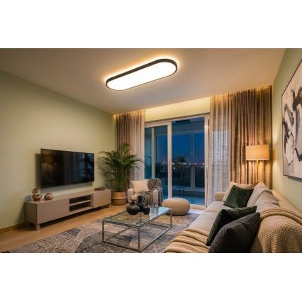 Top Light - Candeeiro de teto LED regulável sobreposto/pendente OVAL LED/36W/230V 3000-6500K preto + controlo remoto