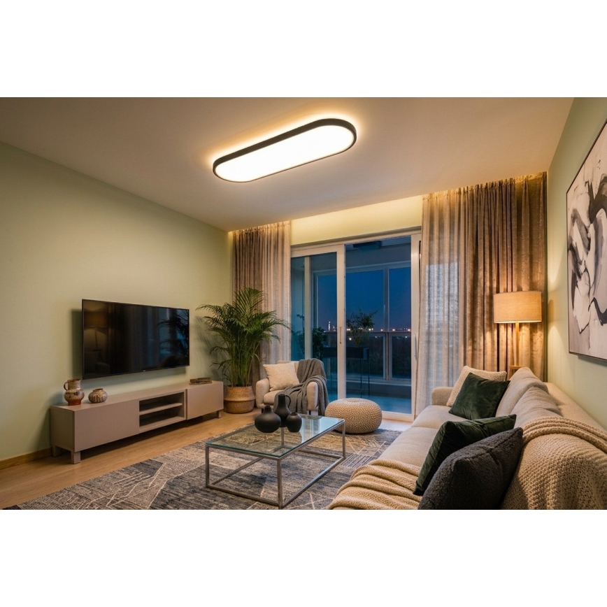 Top Light - Candeeiro de teto LED regulável sobreposto/pendente OVAL LED/36W/230V 3000-6500K preto + controlo remoto