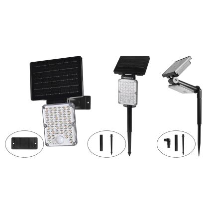 Top Light - LED luminária solar com sensor 3 em 1 ZENITH LED/10W/3,7V 3000/4000/6500K IP54 2400 mAh