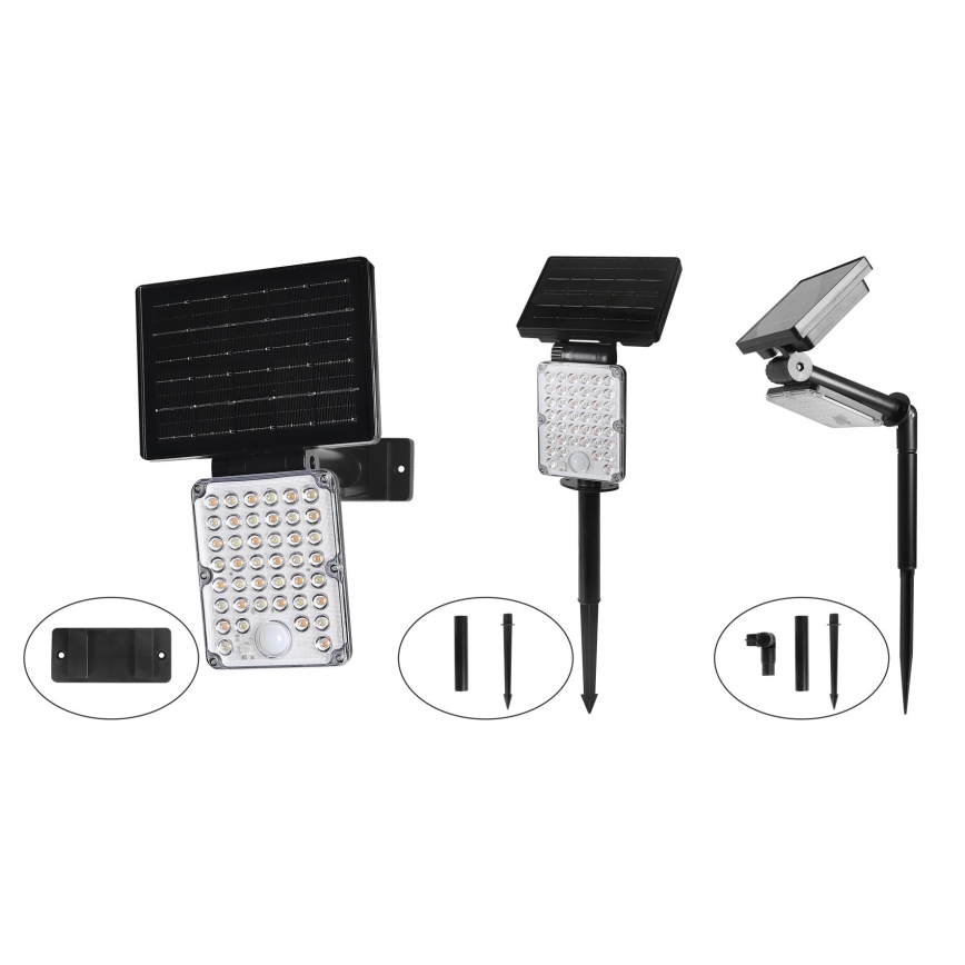 Top Light - LED luminária solar com sensor 3 em 1 ZENITH LED/10W/3,7V 3000/4000/6500K IP54 2400 mAh