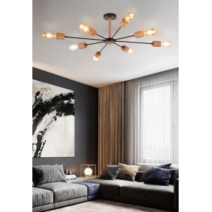 Top Light Star 8 - Candelabro suspenso STAR 8xE27/40W/230V pinho