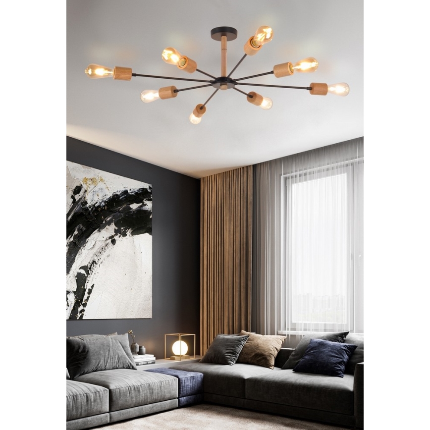 Top Light Star 8 - Candelabro suspenso STAR 8xE27/40W/230V pinho
