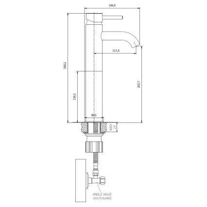 Torneira de lavatório DRAGOR, 29 cm, cromo brilhante