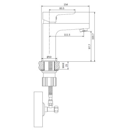 Torneira de lavatório NAESBY 15,9 cm, preto fosco